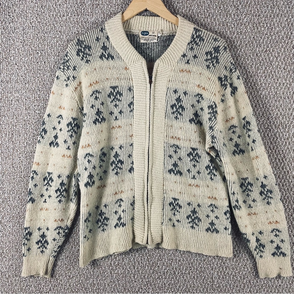 Vintage Zip Up Sweater Men’s Medium Wool Mohair Fair Isle Grunge MCM 60s F514